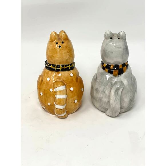 Vintage Ceramic Cat Salt & Pepper Shakers Hand Painted Cardinal 4.5" - Picture 4 of 7
